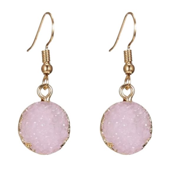 Dragonfly Spirit Designs Jewelry - Earrings Natural Pink Stone 1/2" diameter